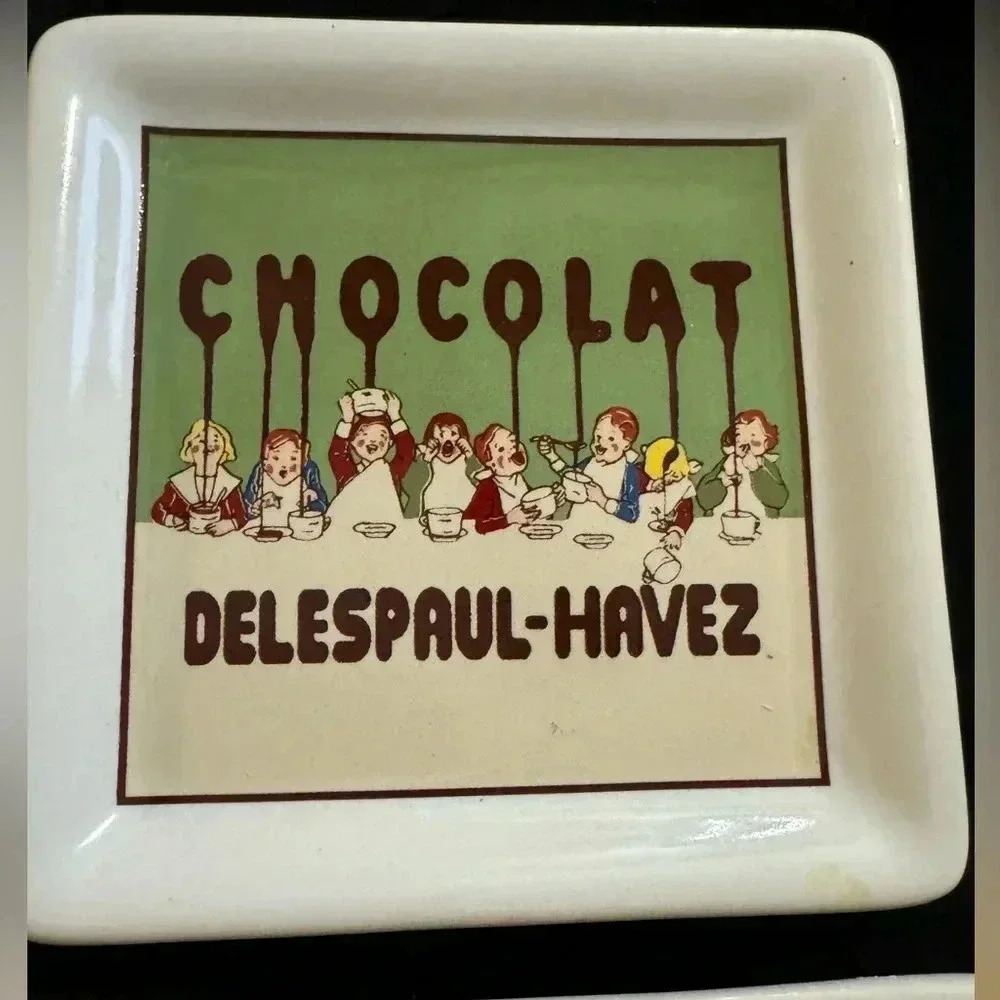 Pottery Barn French Bakery Chocolate Delespaul-Havez Coaster Set Colorful Fun - Picture 3 of 9